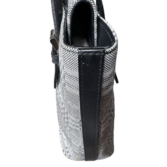 Burberry  Gray Nova Check Satchel/ Tote with Black Leather Buckled Handles - Picture 3 of 16